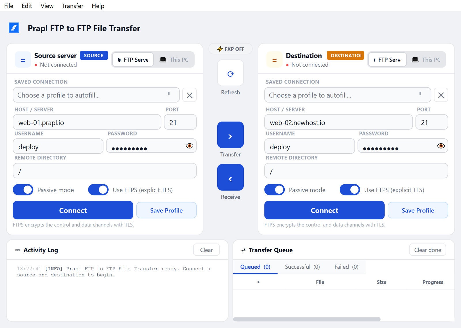 transfer files from one server to another.