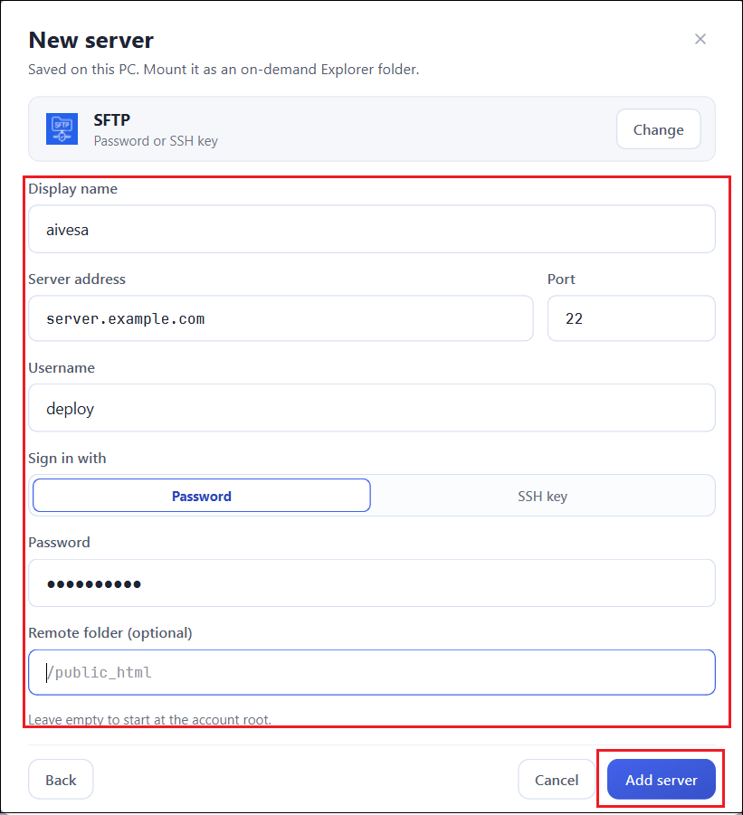 Enter the login details