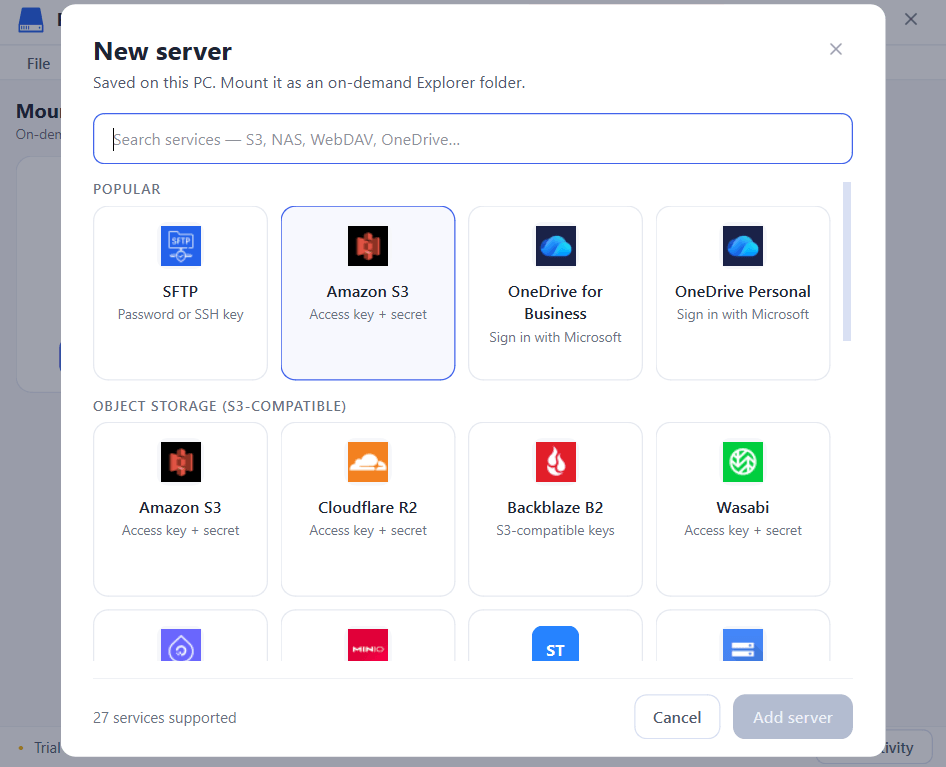 Choose Amazon S3