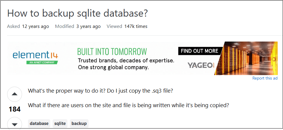 backup sqlite database