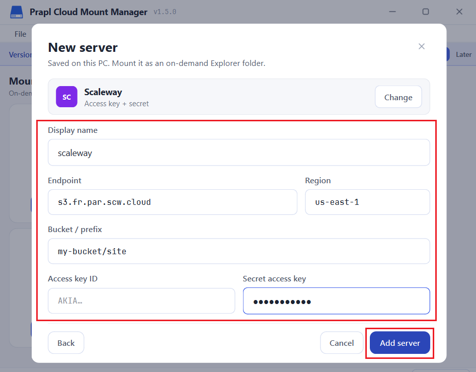 Scaleway Desktop client on windows