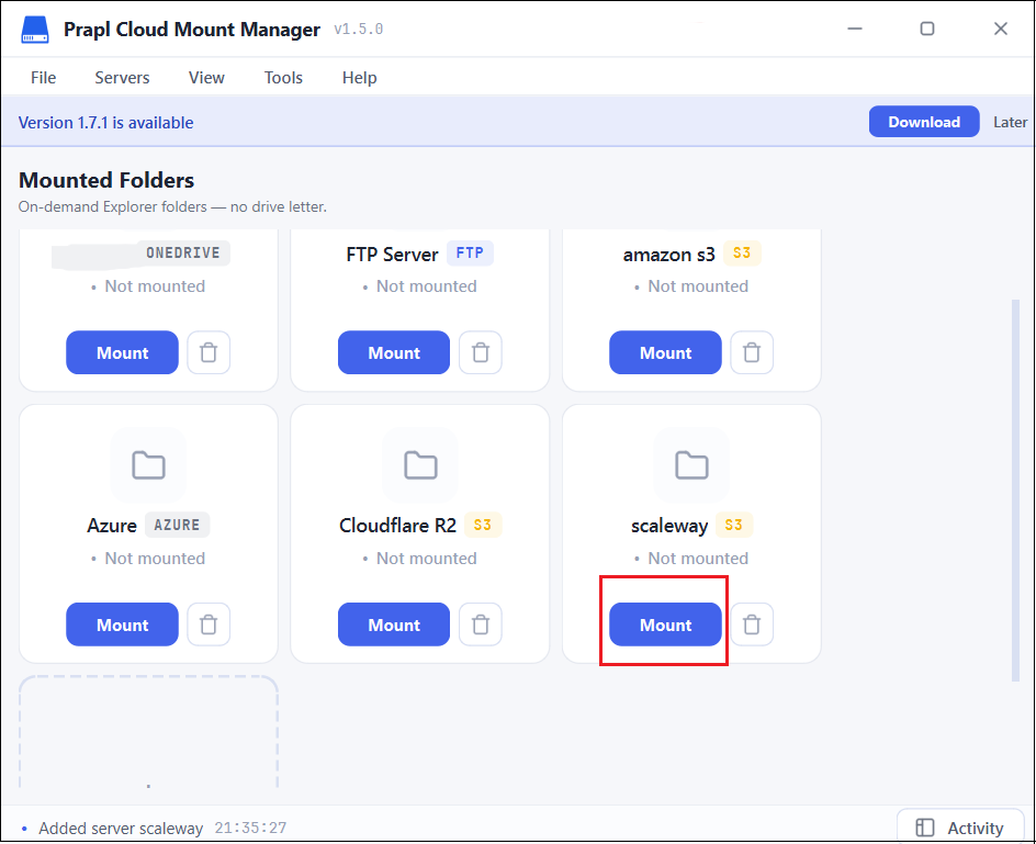 click on Mount