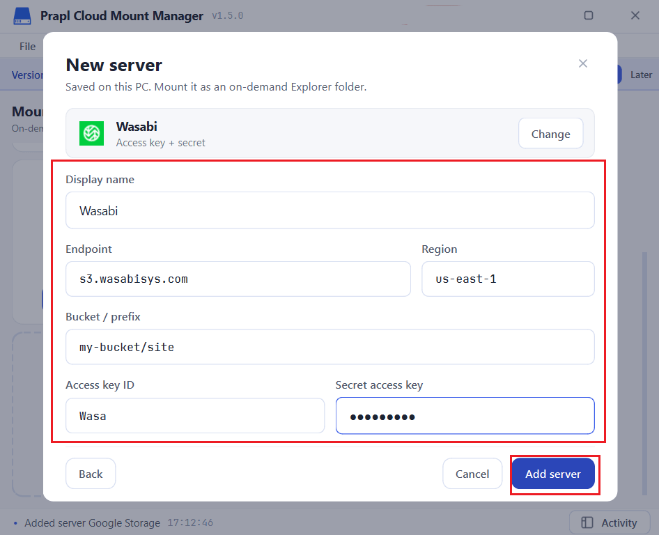 Wasabi Desktop app