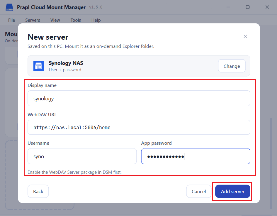 Mount Synology NAS on windows