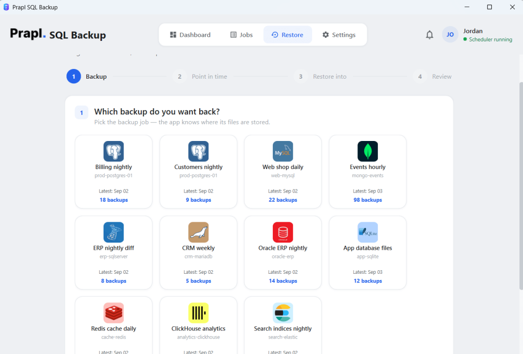 choose sqlite backup