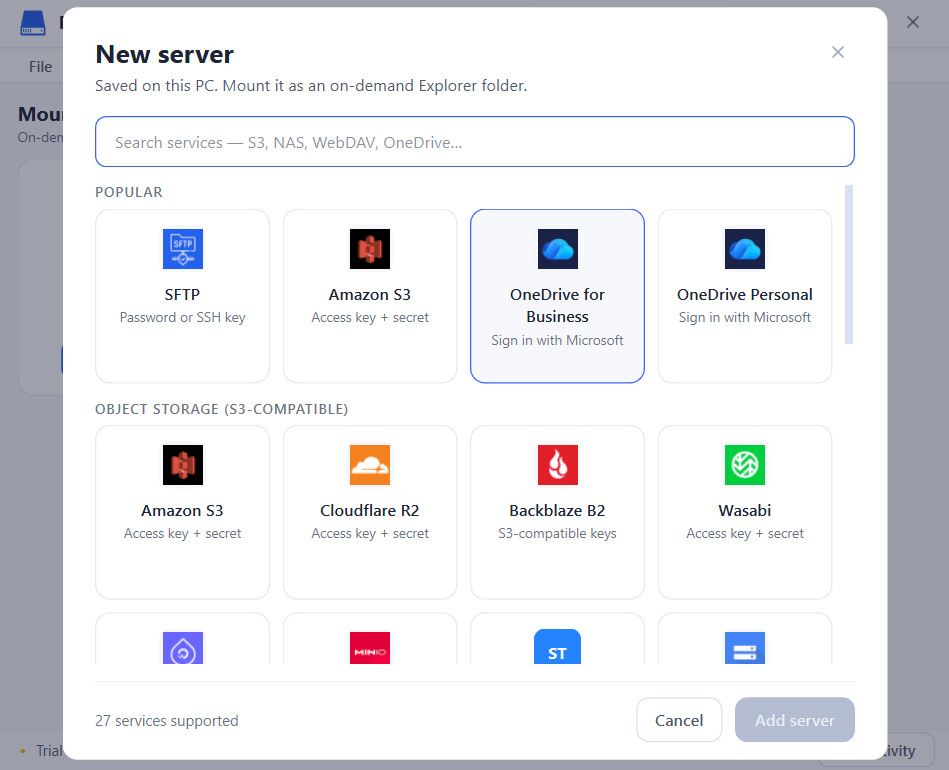 Choose OneDrive
