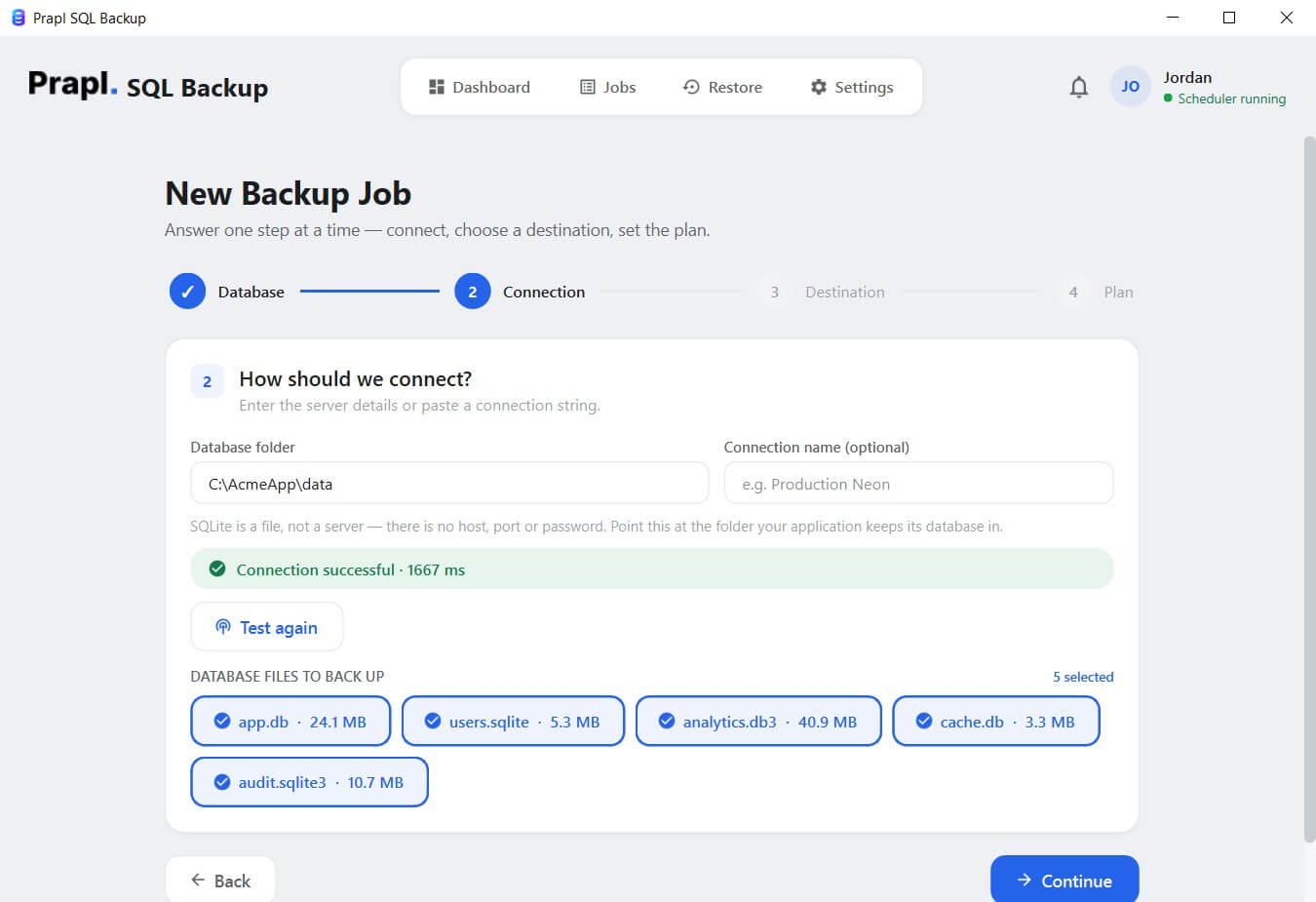 sqlite backup and restore tool